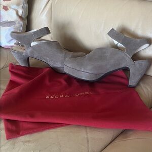 Sacha London Taupe Suede Heels
